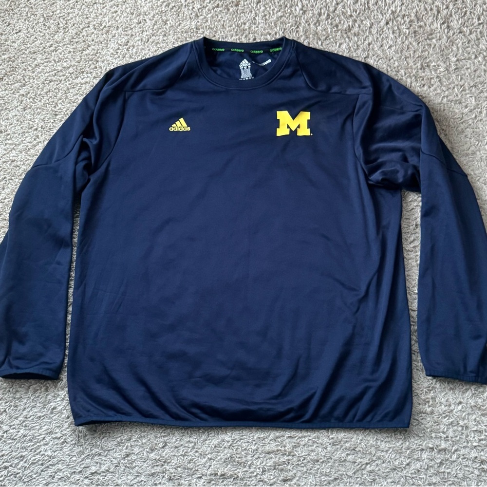 EUC Mens ADIDAS Adizero Climawarm Univ. of Michigan Blue Pullover Sweatshirt XXL